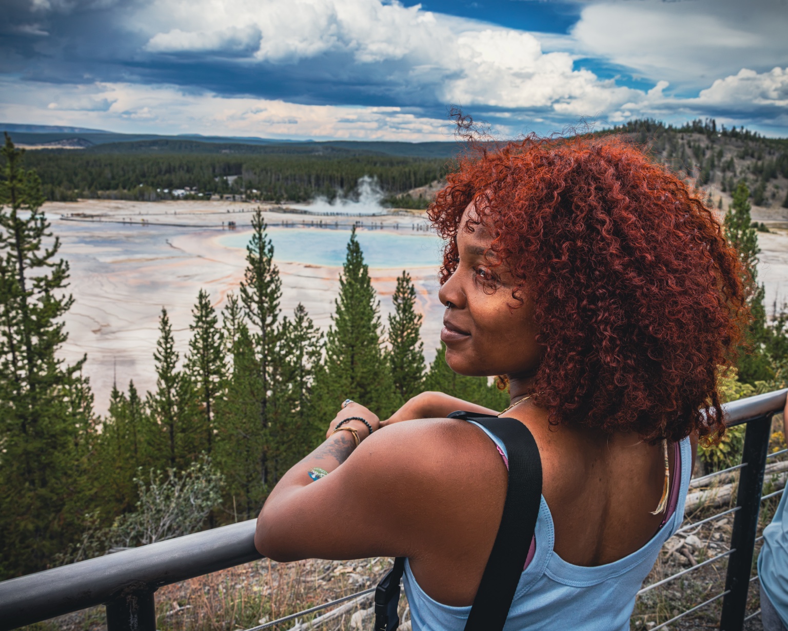 A RoadTripper looking across the Yellowstone landscape